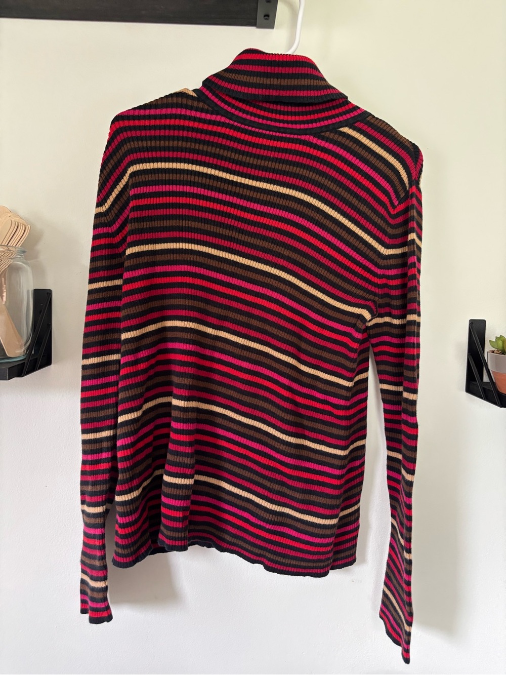 Motherhood Maternity Striped Ribbed Turtleneck Top S